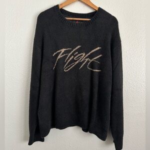 Air Jordan Flight Heritage Knit Fuzzy Sweater Off Noir Tan FD7389-045 Size Large